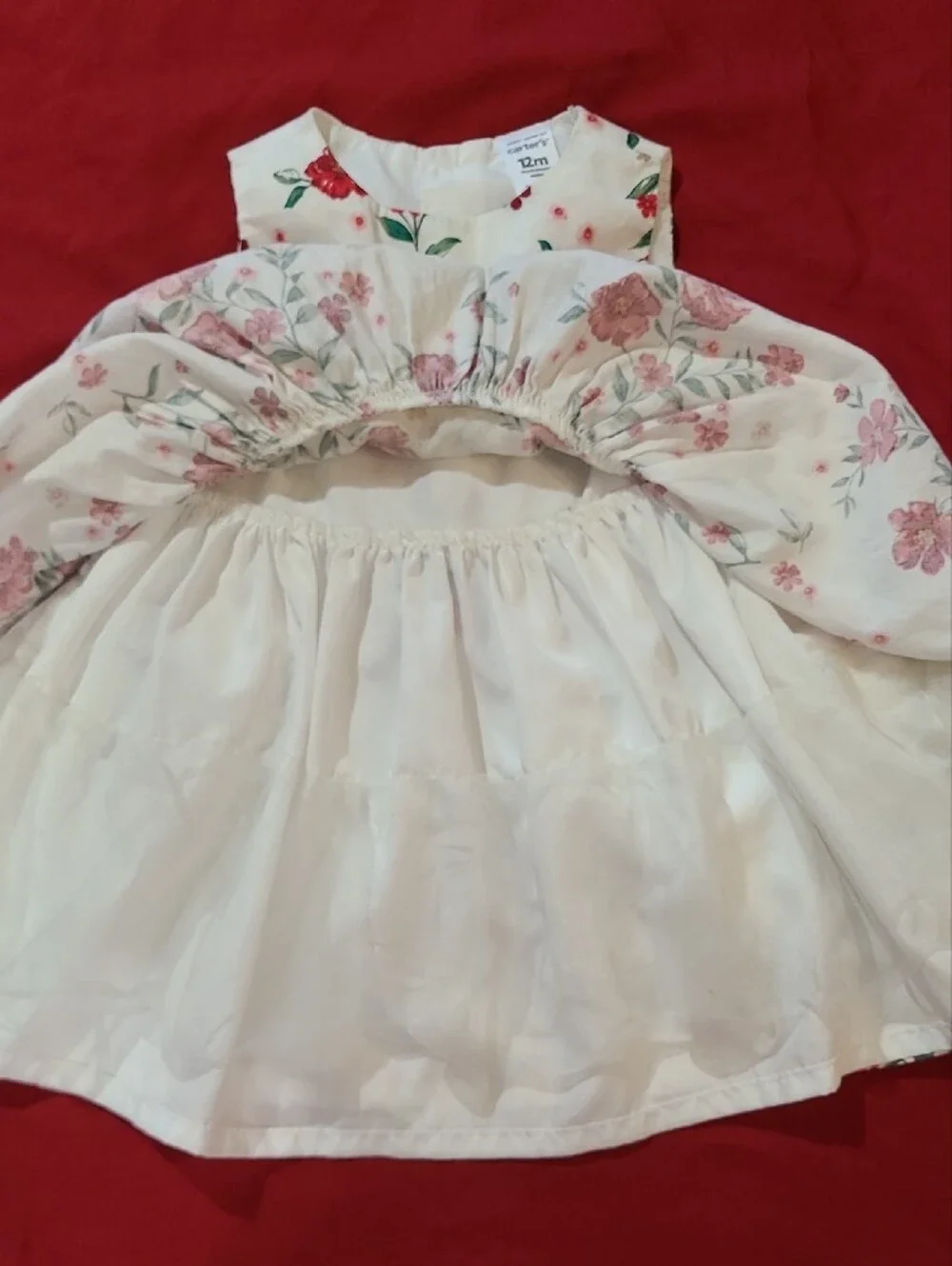 Carter's White Dress with Red Floral Print